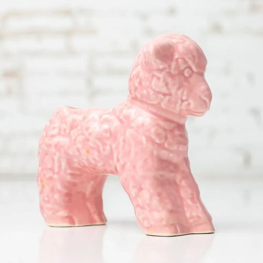 1950's Mid-Century Ceramic Pink Lamb Sheep Planter Vintage Crazing